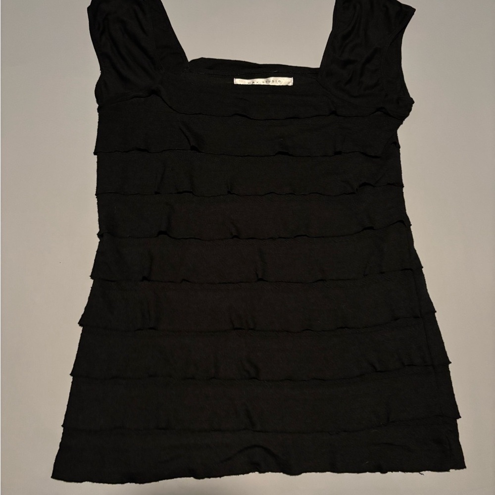 Max Studio Black Ruffled Blouse